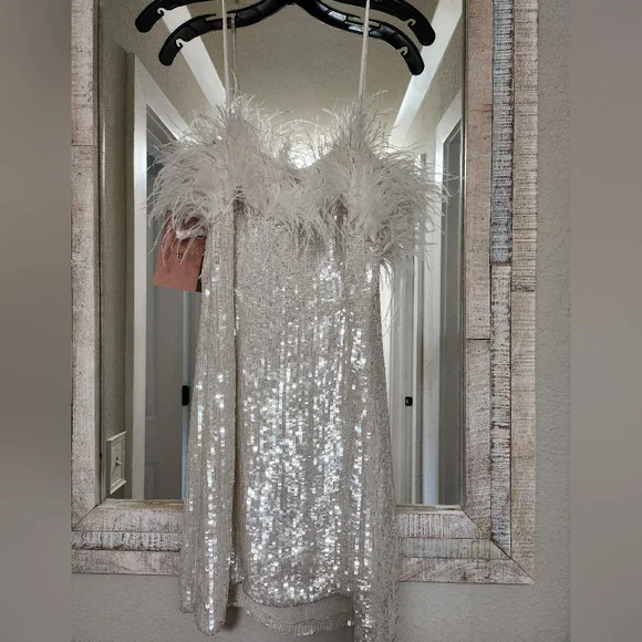 Audrey Adele Adelaide Feather & Sequin Mini Dress - Picture 11 of 11